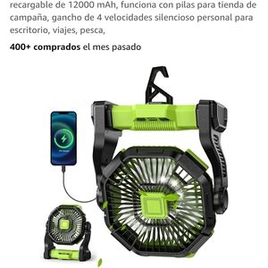 Portable Green and Black Fan with USB Charging